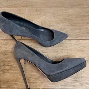 Sergio Rossi Suede Gray Women's Heels Shoes